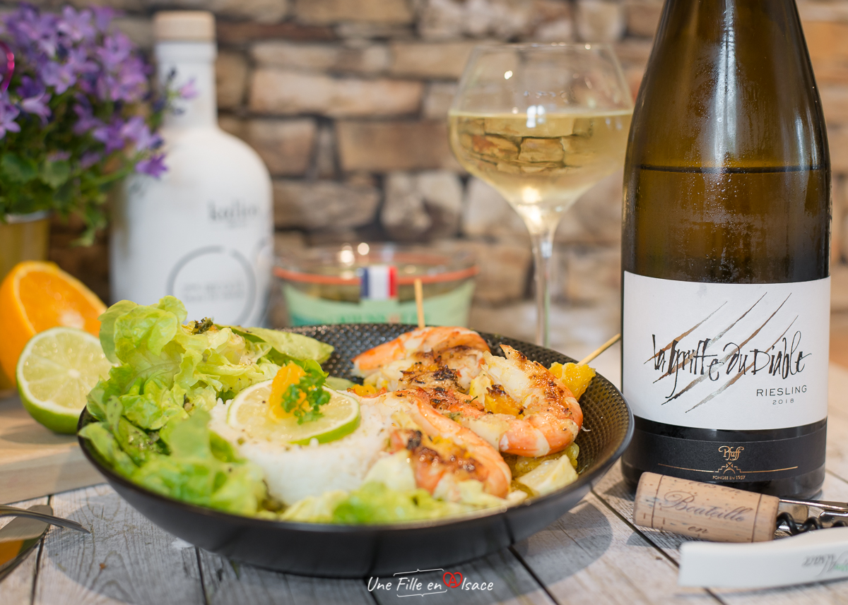 GAMBAS AUX AGRUMES ET RIESLING GRIFFE DU DIABLE