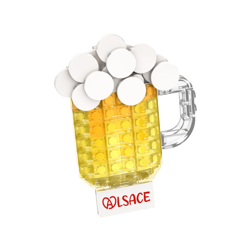 Bière alsacienne miniature BrixCool en briques de construction – 68 pièces avec aimants.