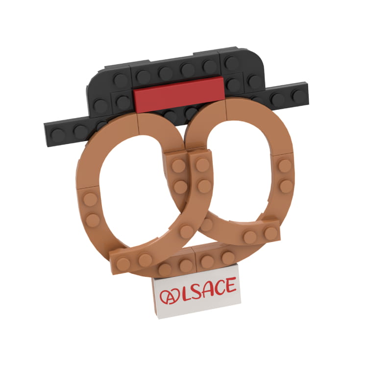 Monsieur Bretzel BrixCool en briques de construction – figurine alsacienne de 30 pièces avec aimants.